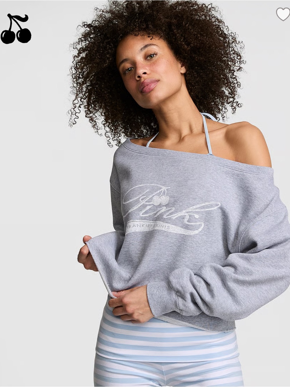 PINK BY FRANKIES BIKINIS OFF THE SHOULDER SWEATSHIRT // Size Sm